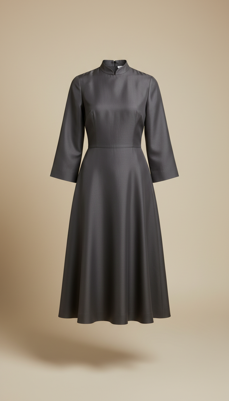 Tailored midi dress in charcoal ink